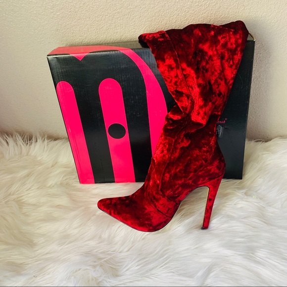 Red thigh high boots 5 inch heels - Picture 2 of 5